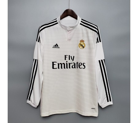 Real Madrid 14/15 Home White Long Sleeve Soccer Jersey